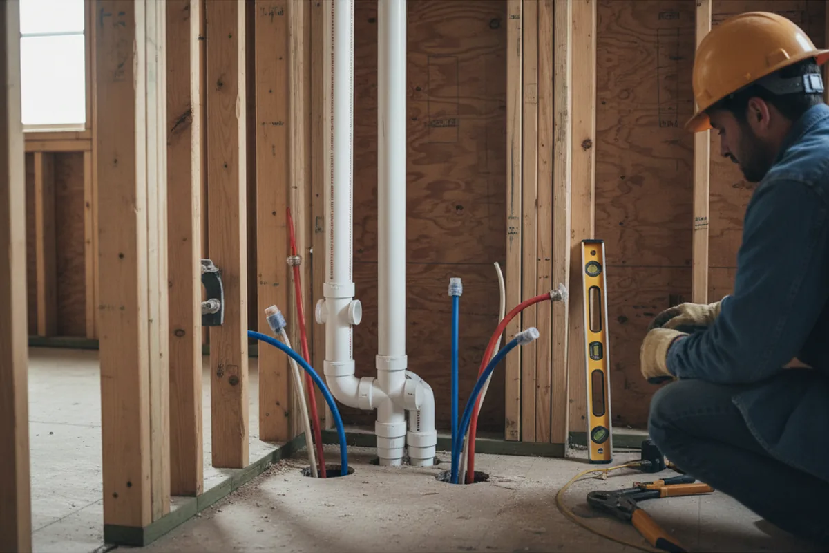 Drain and supply rough-in during Leak Detection in Alexander City